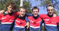 Kvartetten som tog OK Linnés första DM-kavleseger i H21: (i löpordning fr.v.) Pål Skogtjärn, Henrik Göhl, Lars Magnusson och Jan Troeng.